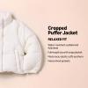imageAmazon Essentials Girls and Toddlers Cropped FullZip Puffer Jacket Quilted Matte or Sherpa FleeceEggshell White