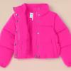 imageAmazon Essentials Girls and Toddlers Cropped FullZip Puffer Jacket Quilted Matte or Sherpa FleeceNeon Pink