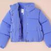 imageAmazon Essentials Girls and Toddlers Cropped FullZip Puffer Jacket Quilted Matte or Sherpa FleecePurple Blue