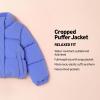 imageAmazon Essentials Girls and Toddlers Cropped FullZip Puffer Jacket Quilted Matte or Sherpa FleecePurple Blue