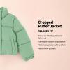 imageAmazon Essentials Girls and Toddlers Cropped FullZip Puffer Jacket Quilted Matte or Sherpa FleeceSage Green
