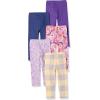 imageAmazon Essentials Girls and Toddlers Leggings MultipacksDark BlueLight Purple Folk FloralLilac TulipPurpleYellow Plaid