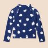 imageAmazon Essentials Girls and Toddlers Long Sleeve Rashguard TShirtDeep Blue Ivory Abstract Dots