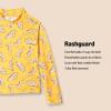 imageAmazon Essentials Girls and Toddlers Long Sleeve Rashguard TShirtGolden Yellow Beige Leopard