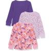 imageAmazon Essentials Girls and Toddlers LongSleeve Knit Thermal TShirt Pack of 3PurpleFolk Floral