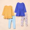 imageAmazon Essentials Girls and Toddlers LongSleeve Outfit Set Pack of 4BlueSky BlueWhite FloralYellow Stripe