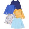 imageAmazon Essentials Girls and Toddlers LongSleeve TShirts MultipacksBlueDot Floral