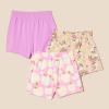 imageAmazon Essentials Girls and Toddlers PullOn Shorts Pack of 3MauveApplesUnicorn