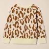 imageAmazon Essentials Girls and Toddlers Pullover Crewneck SweaterIvory Leopard