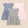 imageAmazon Essentials Girls and Toddlers Ruffle Jersey Tunic Pack of 3Pale PinkFrench StripeFloral