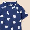 imageAmazon Essentials Girls and Toddlers Short Sleeve Rashguard TShirtDeep Blue Ivory Abstract Dots