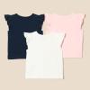 imageAmazon Essentials Girls and Toddlers Sleeveless Ruffle TShirt Pack of 3IvoryNavyPink
