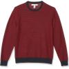 imageAmazon Essentials Mens LongSleeve Crewneck Sweater 100 Cotton Big ampamp Tall Options AvailableNavy Red Mini Stripe
