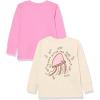 imageAmazon Essentials Unisex Kids and Toddlers LongSleeve Rib Cuff TShirt Pack of 2Cream JellyfishPink
