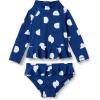 imageAmazon Essentials Baby Girls Rashguard SetDeep Blue Ivory Abstract Dots