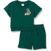 imageAmazon Essentials Boys and Toddlers Relaxed Fit Sweatshirt and Shorts Set Pack of 2Dark Green Alphabet