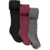 imageAmazon Essentials Girls Cable Knit Tight Pack of 3BurgundyBlackCharcoal Grey Heather