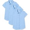 imageAmazon Essentials Girls Uniform Short Sleeve Stretch Poplin ButtonDown Shirts Pack of 3Blue