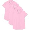 imageAmazon Essentials Girls Uniform Short Sleeve Stretch Poplin ButtonDown Shirts Pack of 3Pink