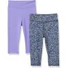 imageAmazon Essentials Girls and Toddlers Active Capri Legging MultipacksLilacNavy Zebra Stripe