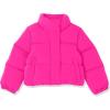 imageAmazon Essentials Girls and Toddlers Cropped FullZip Puffer Jacket Quilted Matte or Sherpa FleeceNeon Pink