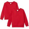 imageAmazon Essentials Girls and Toddlers Fleece Crewneck Pullover Sweatshirts Pack of 2Red