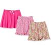 imageAmazon Essentials Girls and Toddlers Knit Skorts with Elastic Waist and Builtin Breathable Shorts Pack of 3Pink Floral
