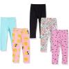 imageAmazon Essentials Girls and Toddlers Leggings MultipacksAqua BlueBlackLight Pink FruitPinkPurple Seashells