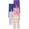 Dark Blue/Light Purple Folk Floral/Lilac Tulip/Purple/Yellow Plaid