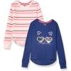 imageAmazon Essentials Girls and Toddlers LongSleeve Thermal TShirt Tops Previously Spotted Zebra MultipacksBlue CatPink Stripe