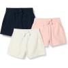 imageAmazon Essentials Girls and Toddlers PullOn Shorts Pack of 3IvoryNavyPink