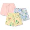 imageAmazon Essentials Girls and Toddlers PullOn Shorts Pack of 3PinkTropical Fruit