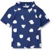 imageAmazon Essentials Girls and Toddlers Short Sleeve Rashguard TShirtDeep Blue Ivory Abstract Dots