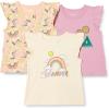 imageAmazon Essentials Girls and Toddlers Sleeveless Ruffle TShirt Pack of 3BadgesUnicornWander