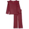 imageAmazon Essentials Girls and Toddlers WideRib Outfit Set Pack of 2Dark Red