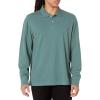 imageAmazon Essentials Mens Long Sleeve Polo Shirt with Collar RegularFit PiqueSage Green