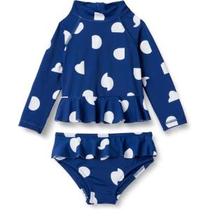 imageAmazon Essentials Baby Girls Rashguard SetDeep Blue Ivory Abstract Dots