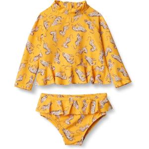 imageAmazon Essentials Baby Girls Rashguard SetGolden Yellow Beige Leopard