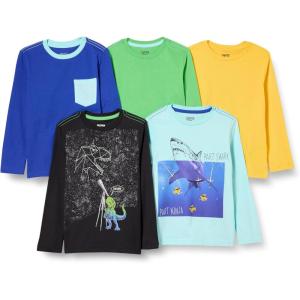 imageAmazon Essentials Boys and Toddlers LongSleeve TShirts Pack of 5BlackBlueYellow