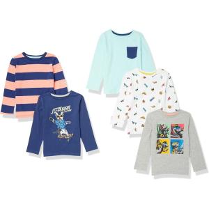 imageAmazon Essentials Boys and Toddlers LongSleeve TShirts Pack of 5Light BlueNavyWhite