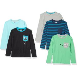 imageAmazon Essentials Boys and Toddlers LongSleeve TShirts Pack of 5MonstersMulticolorStripe