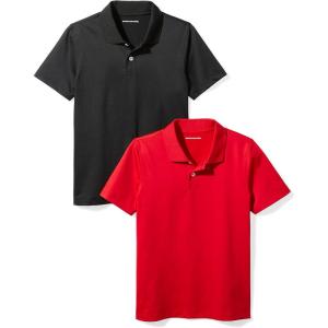 imageAmazon Essentials Boys and Toddlers ShortSleeve Active Performance Polo Shirts Pack of 2BlackRed