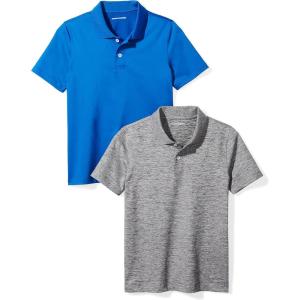 imageAmazon Essentials Boys and Toddlers ShortSleeve Active Performance Polo Shirts Pack of 2Cobalt BlueGrey Space Dye