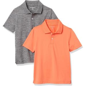imageAmazon Essentials Boys and Toddlers ShortSleeve Active Performance Polo Shirts Pack of 2OrangeGrey