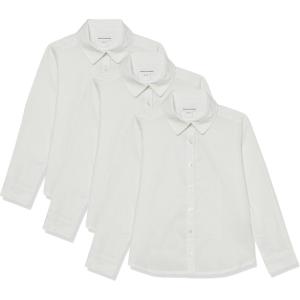 imageAmazon Essentials Girls Uniform Long Sleeve Stretch Poplin ButtonDown Shirts MultipacksWhite