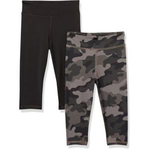 imageAmazon Essentials Girls and Toddlers Active Capri Legging MultipacksBlackGrey Camo
