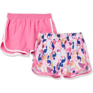 imageAmazon Essentials Girls and Toddlers Active Running Shorts Pack of 2Pink Toucan