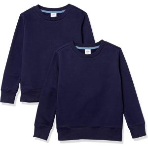 imageAmazon Essentials Girls and Toddlers Fleece Crewneck Pullover Sweatshirts Pack of 2Navy