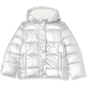 imageAmazon Essentials Girls and Toddlers Heavyweight Hooded Puffer Coat WaterResistantMetallic Silver