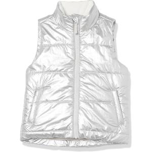 imageAmazon Essentials Girls and Toddlers Heavyweight Puffer VestMetallic Silver